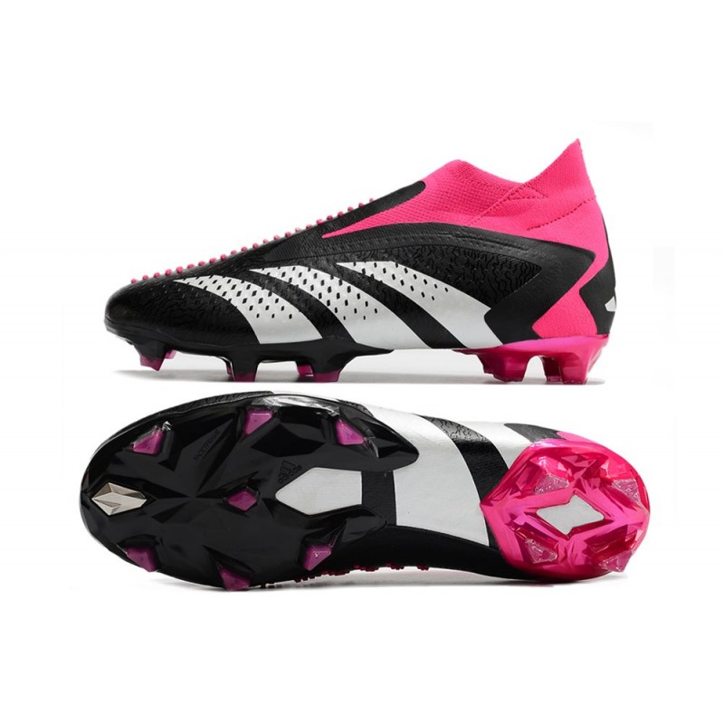 Adidas Predator Accuracy+ FG Chaussures Noir Blanc Rose Equipe Choc