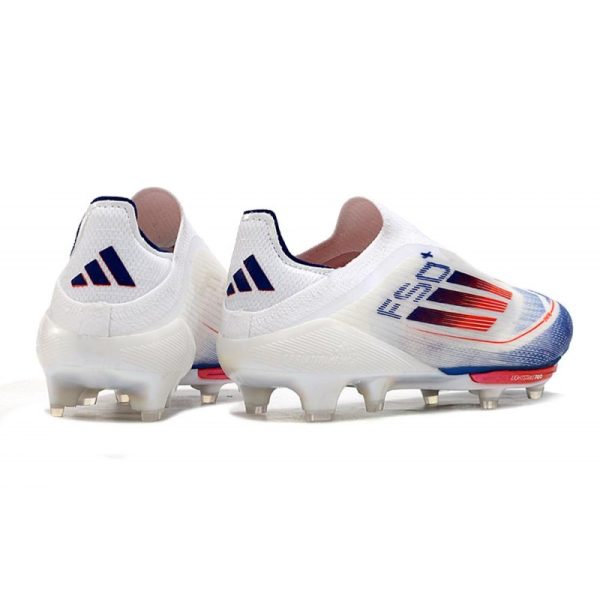 Chaussure Adidas F50 + Laceless FG Advancement - Blanc Rouge Bleu