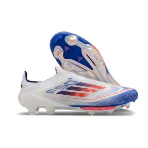 Chaussure Adidas F50 + Laceless FG Advancement - Blanc Rouge Bleu