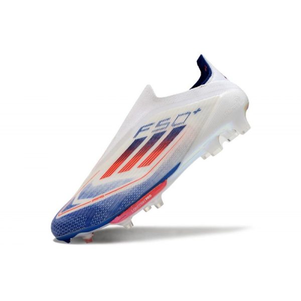 Chaussure Adidas F50 + Laceless FG Advancement - Blanc Rouge Bleu