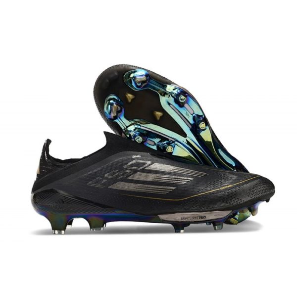 Chaussure de foot Adidas F50 + Laceless FG Dark Spark - Noir Argenté Doré