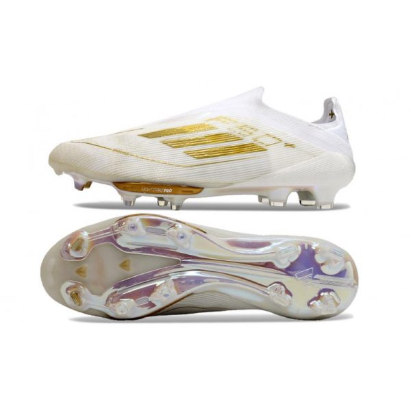 Chaussure Adidas F50 + Laceless FG Day Spark - Blanc Doré Blanc
