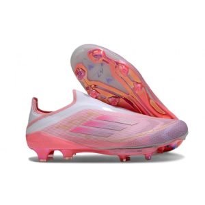 Chaussure Adidas F50 + Laceless FG Rose Blanc