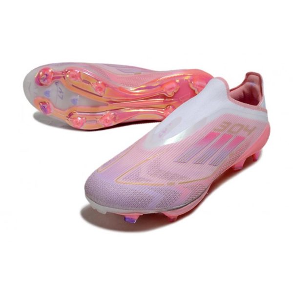 Chaussure Adidas F50 + Laceless FG Rose Blanc