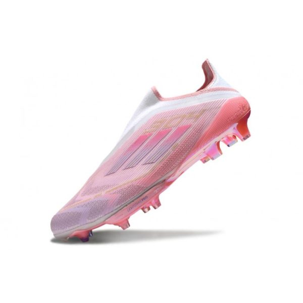 Chaussure Adidas F50 + Laceless FG Rose Blanc