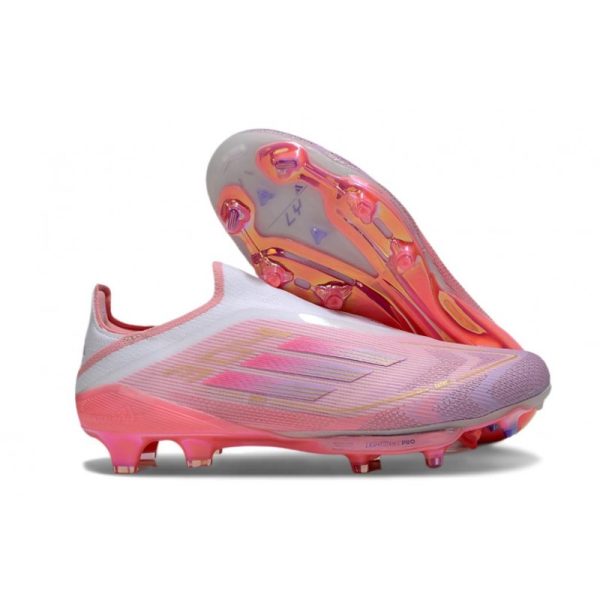 Chaussure Adidas F50 + Laceless FG Rose Blanc