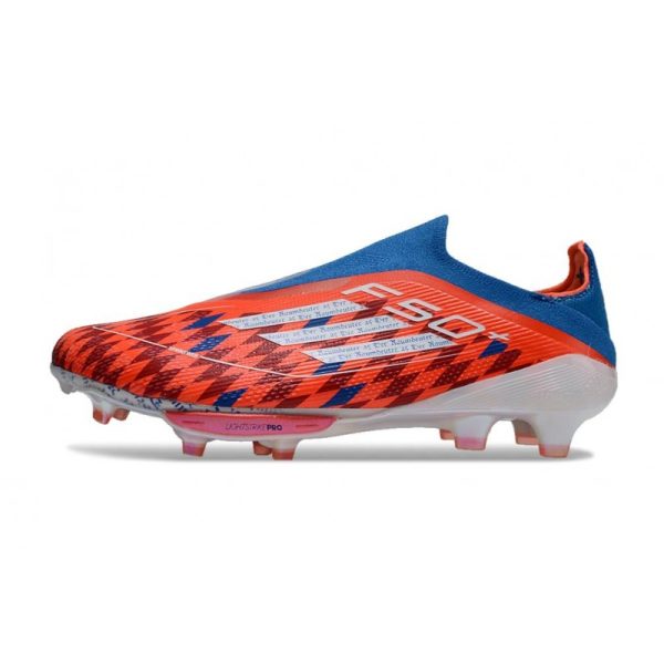 Chaussure Adidas F50 + Laceless FG Rouge Blanc Bleu