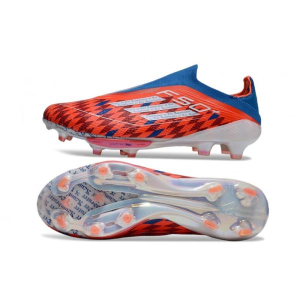 Chaussure Adidas F50 + Laceless FG Rouge Blanc Bleu