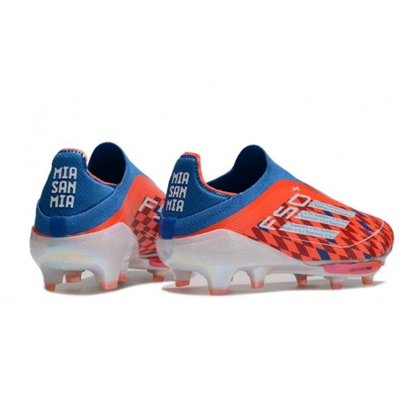 Chaussure Adidas F50 + Laceless FG Rouge Blanc Bleu