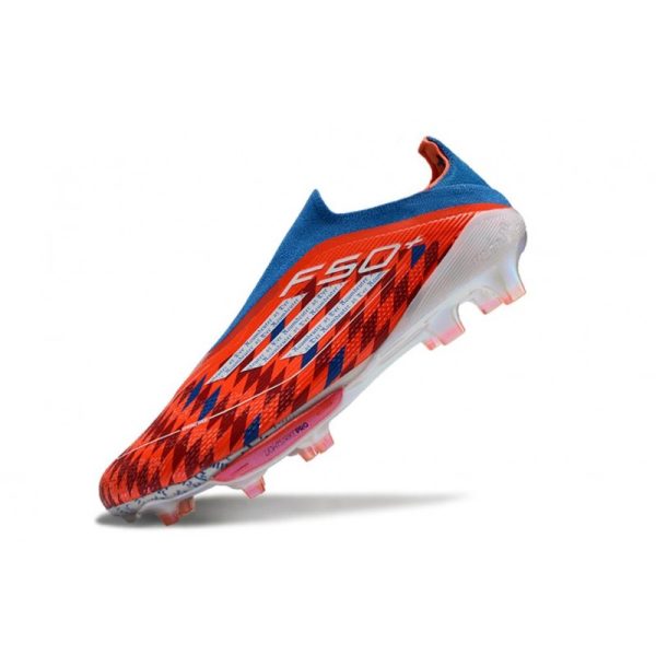 Chaussure Adidas F50 + Laceless FG Rouge Blanc Bleu