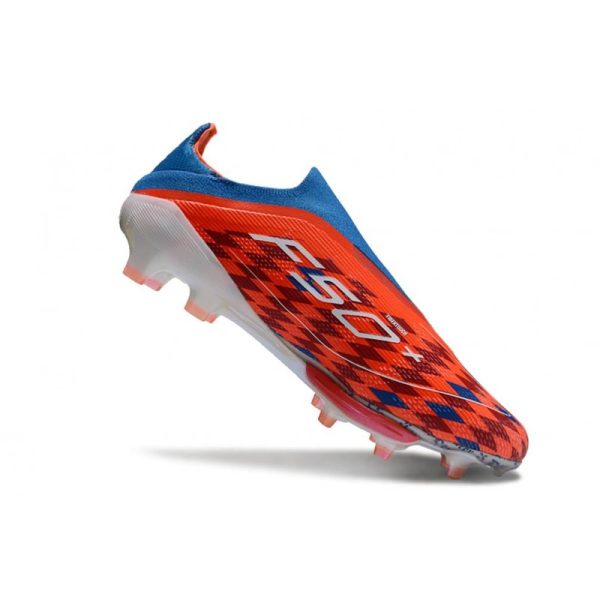 Chaussure Adidas F50 + Laceless FG Rouge Blanc Bleu