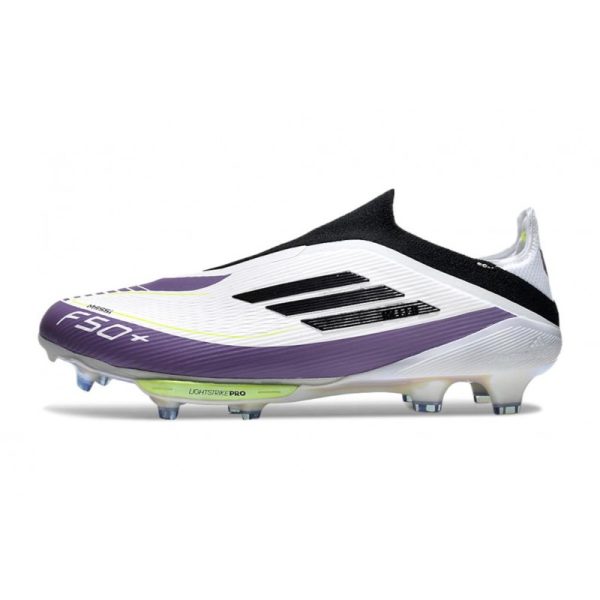 Chaussure Adidas F50 + Laceless FG X Messi Blanc Ftwr Noir Violet Uni