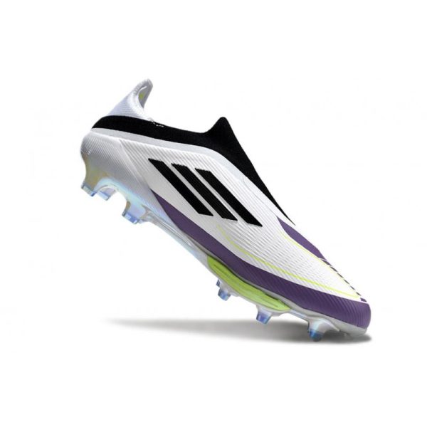 Chaussure Adidas F50 + Laceless FG X Messi Blanc Ftwr Noir Violet Uni