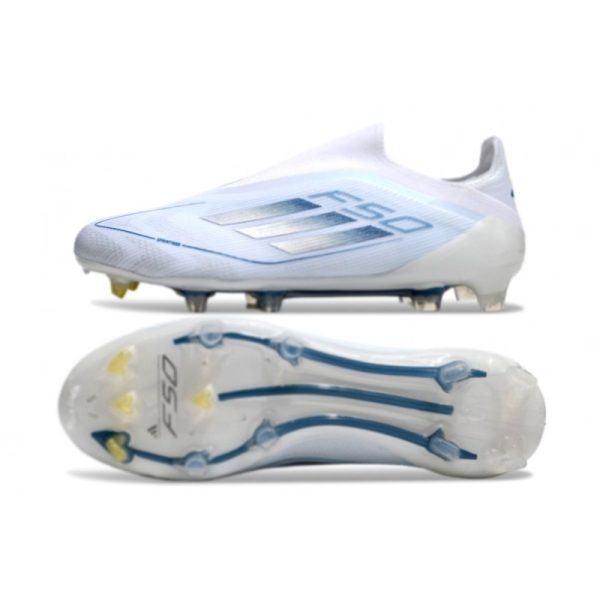 Chaussure adidas F50 Elite LL FG Blanc Bleu