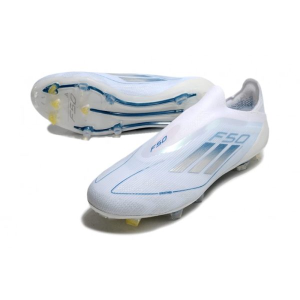Chaussure adidas F50 Elite LL FG Blanc Bleu