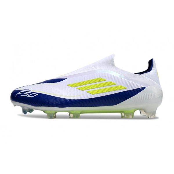 Chaussure adidas F50 Elite LL FG Blanc Jaune Solaire Bleu Lucide
