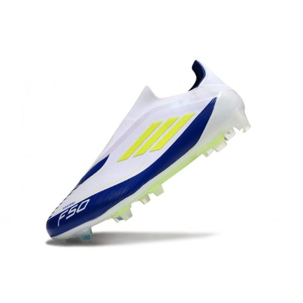 Chaussure adidas F50 Elite LL FG Blanc Jaune Solaire Bleu Lucide