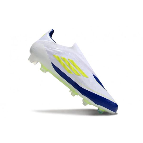 Chaussure adidas F50 Elite LL FG Blanc Jaune Solaire Bleu Lucide