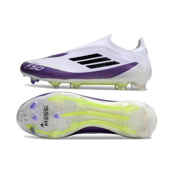 Chaussure adidas F50 Elite LL FG X Messi Blanc Ftwr Noir Violet Uni