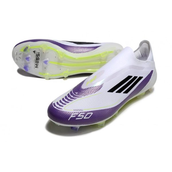 Chaussure adidas F50 Elite LL FG X Messi Blanc Ftwr Noir Violet Uni