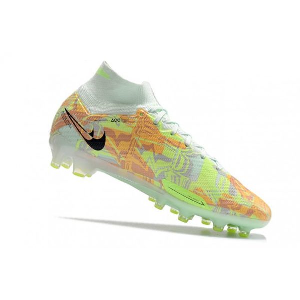 Chaussures Nike Mercurial Superfly 9 Elite AG Bonded - Vert Bleu Orange
