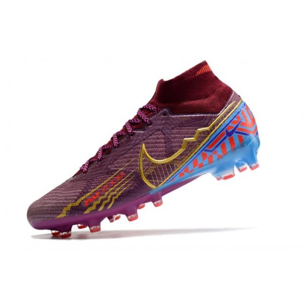 Chaussures Nike Mercurial Superfly 9 Elite AG KM Foncé Betterave Mtlc Vivid Or
