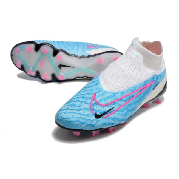 Chaussures Nike Phantom GX Elite DF FG Bleu Baltique Rose Blanc Bleu Laser