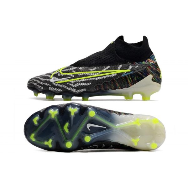 Chaussures Nike Phantom GX Elite DF FG Noir Volt Blanc Bleu Lumière