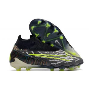 Chaussures Nike Phantom GX Elite DF FG Noir Volt Blanc Bleu Lumière