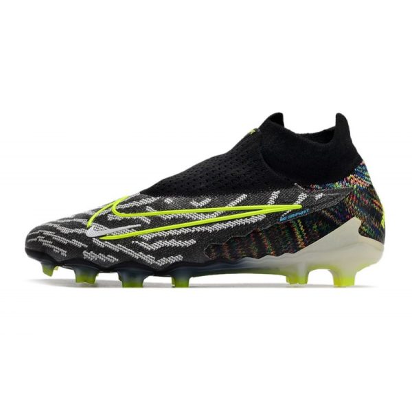 Chaussures Nike Phantom GX Elite DF FG Noir Volt Blanc Bleu Lumière