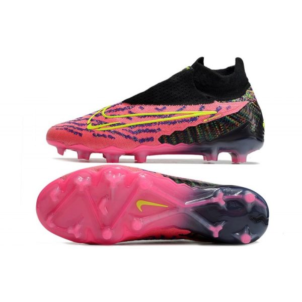 Chaussures Nike Phantom GX Elite DF FG Rose Noir Jaune