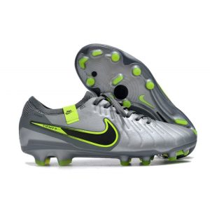 Chaussures de foot Nike Tiempo Legend X Elite FG Gris Noir Vert