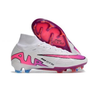 Chaussures Nike Zoom Mercurial Superfly IX Elite FG Blanc Rose Bleu