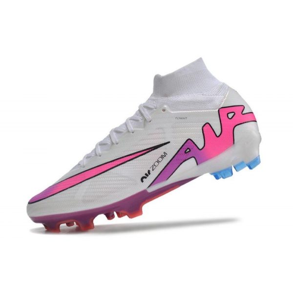 Chaussures Nike Zoom Mercurial Superfly IX Elite FG Blanc Rose Bleu