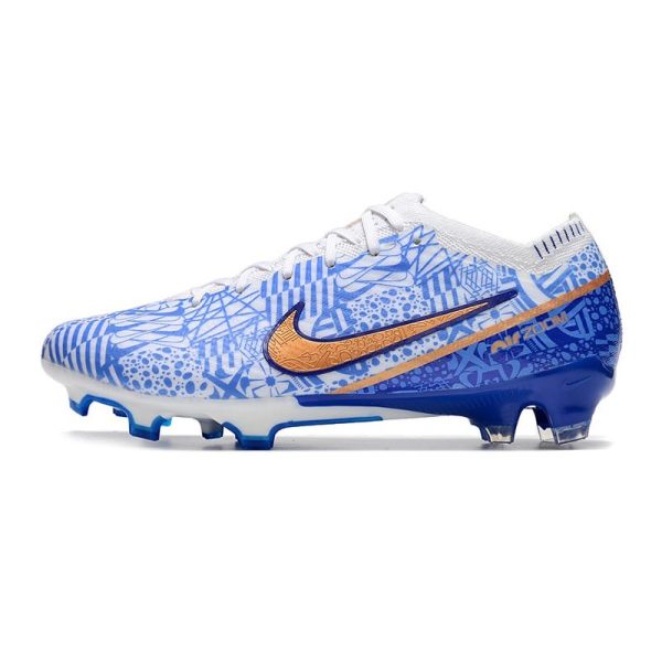 Chaussures Nike Zoom Mercurial Vapor 15 Elite FG Blanc Bleu Or
