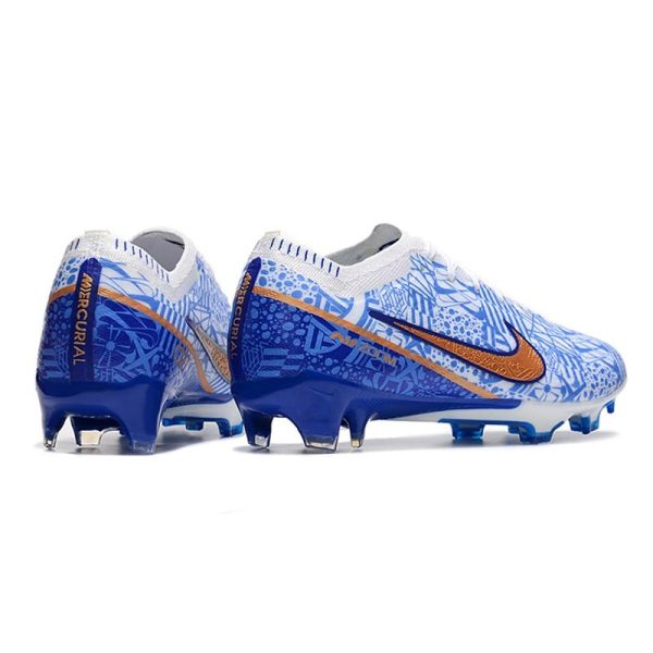Chaussures Nike Zoom Mercurial Vapor 15 Elite FG Blanc Bleu Or