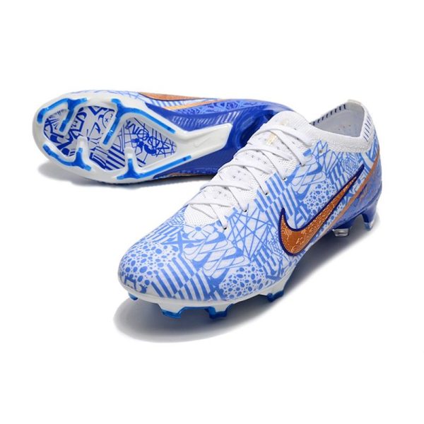 Chaussures Nike Zoom Mercurial Vapor 15 Elite FG Blanc Bleu Or