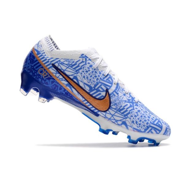Chaussures Nike Zoom Mercurial Vapor 15 Elite FG Blanc Bleu Or