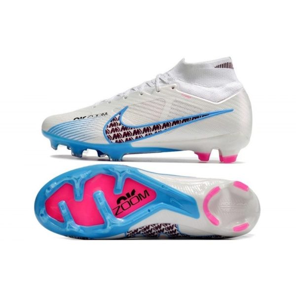 Crampon Nike Zoom Mercurial Superfly IX Elite FG Blanc Bleu