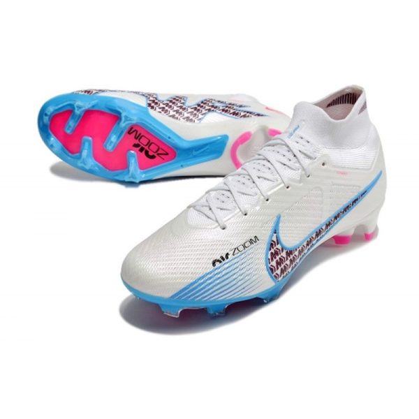 Crampon Nike Zoom Mercurial Superfly IX Elite FG Blanc Bleu