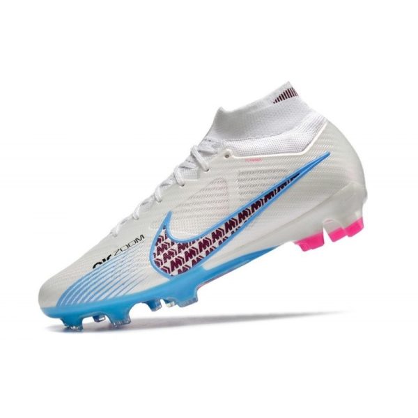 Crampon Nike Zoom Mercurial Superfly IX Elite FG Blanc Bleu