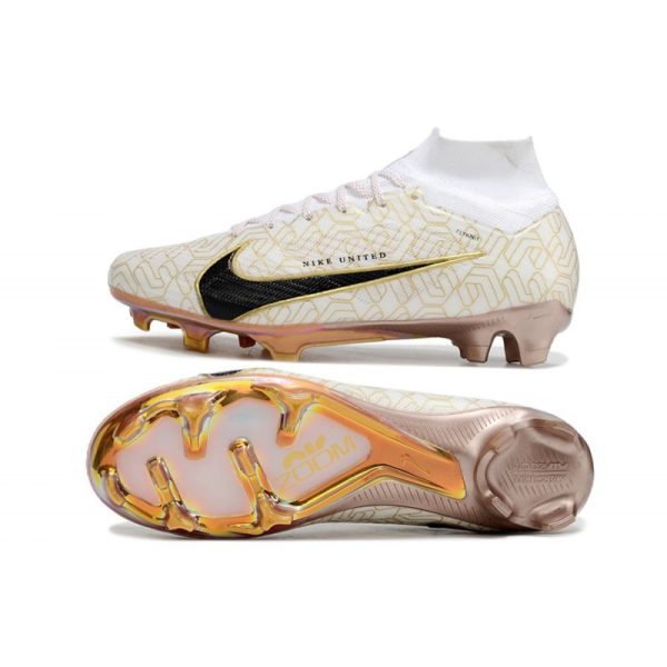 Crampon Nike Zoom Mercurial Superfly IX Elite FG Blanc Or Noir