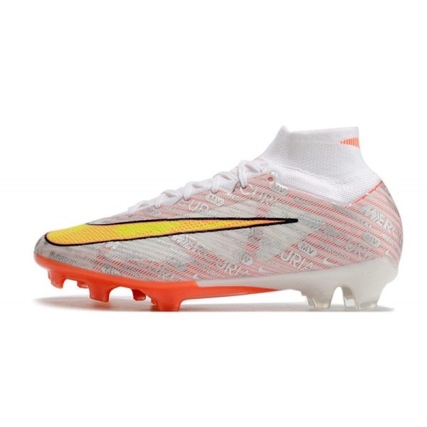 Crampon Nike Zoom Mercurial Superfly IX Elite FG Blanc Orange Argent