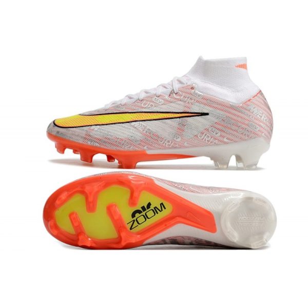 Crampon Nike Zoom Mercurial Superfly IX Elite FG Blanc Orange Argent