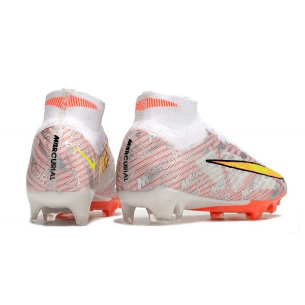 Crampon Nike Zoom Mercurial Superfly IX Elite FG Blanc Orange Argent
