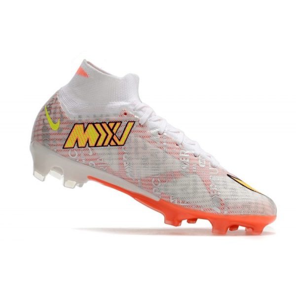 Crampon Nike Zoom Mercurial Superfly IX Elite FG Blanc Orange Argent