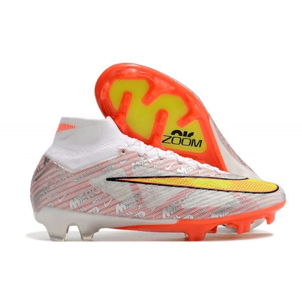 Crampon Nike Zoom Mercurial Superfly IX Elite FG Blanc Orange Argent