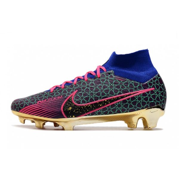 Crampon Nike Zoom Mercurial Superfly IX Elite FG Bleu Rosa Noir
