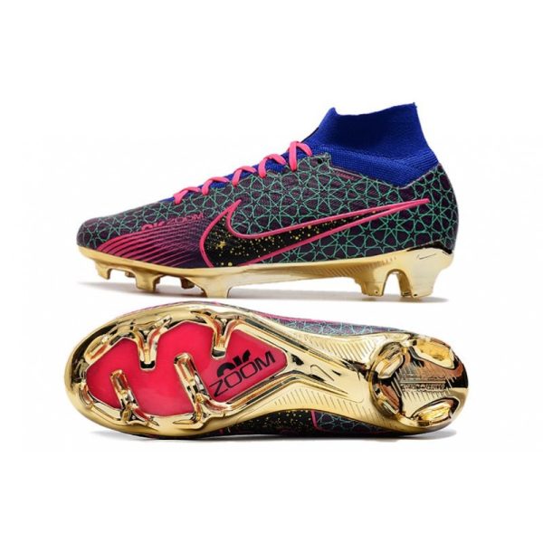 Crampon Nike Zoom Mercurial Superfly IX Elite FG Bleu Rosa Noir