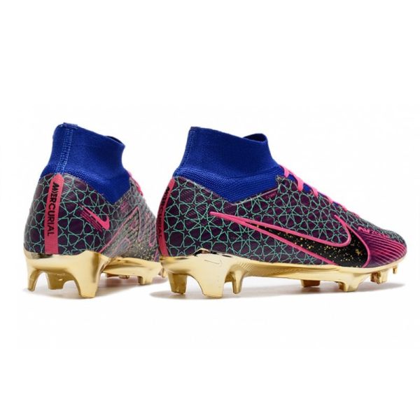 Crampon Nike Zoom Mercurial Superfly IX Elite FG Bleu Rosa Noir